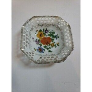 BAVARIA SCHWARZENHAMMER 4" GERMANY RETICULATED VTG TRINKET DISH